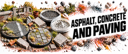 Asphalt, concrete and paving textures for urban surfaces, dioramas and gaming terrain
